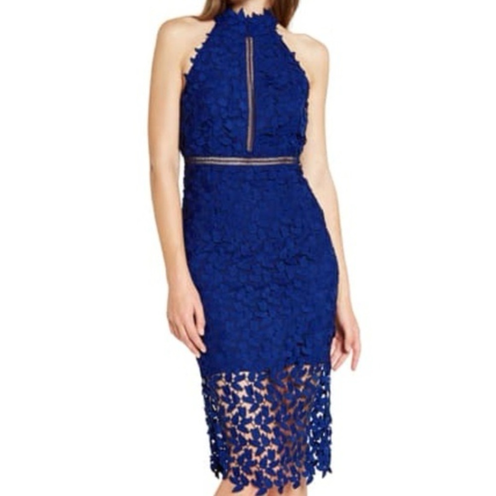 Bardot Gemma Halter Lace Sheath Dress
